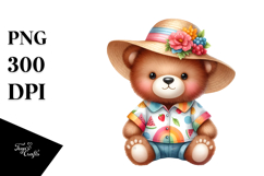 Colorful Baby Bear Dressed for Summer | Sublimation Clipart Product Image 1