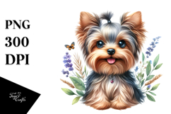 Watercolor Happy Cute Yorkshire Terrier PNG Product Image 1