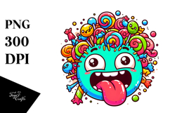 Funny Witch Eating Candy, Colorful PNG Product Image 1