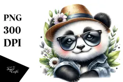 Energetic Panda with Hat and Sunglasses PNG Product Image 1