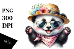 Energetic Panda with Hat and Sunglasses PNG Product Image 1