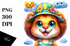 Vibrant Baby Lion with Summer Clothes PNG Product Image 1