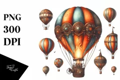 Vintage Rusty Hot Air Balloon Watercolor Product Image 1