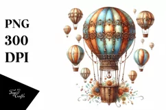 Vintage Rusty Hot Air Balloon Watercolor Product Image 3