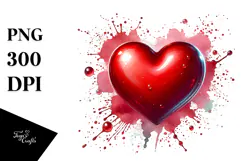 Glossy Heart Digital Painting PNG Product Image 1