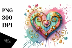 Colorful Wood Heart, Transparent PNG Product Image 1