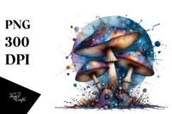 Mystical Mushroom with Watercolor Splash PNG Product Image 1