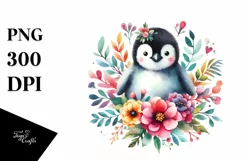 Colorful Floral Penguin Clipart Product Image 3