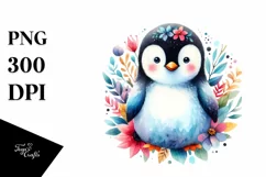 Colorful Floral Penguin Clipart Product Image 3