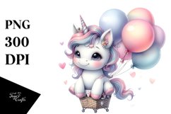 Watercolor Baby Unicorn with Balloons | Clipart Product Image 3