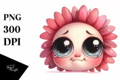 Expressive Funny Baby Face Flower PNG Product Image 3