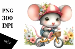 Cute Baby Mouse Cycling | Sublimation | Clipart Product Image 3