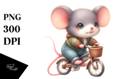 Cute Baby Mouse Playing Cycling Sublimation Product Image 1