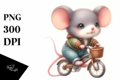 Cute Baby Mouse Cycling | Sublimation | Clipart Product Image 3