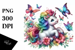 Colorful Butterfly Unicorn PNG Product Image 3