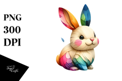 Colorful Bunny Made of Wood PNG Product Image 1