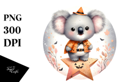 Washed Watercolor Baby Koala Halloween PNG Product Image 1