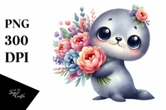 Proud Seal with Flower Bouquet | Clipart Product Image 1