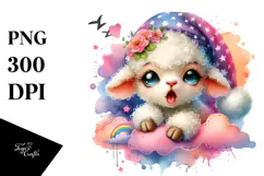 Cute Baby Lamb Snoring Loudly, SEO PNG Product Image 1