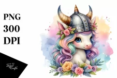 cute Unicorn with Viking Helmet, PNG Product Image 3