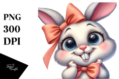 Expressive Bunny with Bow | Sublimation | Clipart Product Image 1