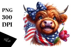 Excited Highland Cow with Flowers | Sublimation | Clipart Product Image 3