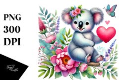 Colorful Koala Holding a Heart PNG Product Image 1