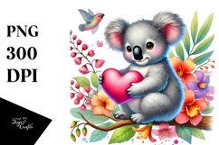Koala Holding Heart PNG Product Image 1