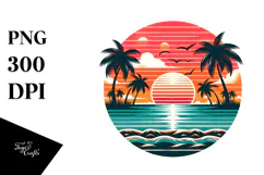 Retro Tropical Beach Sunset, 20 oz Tumbler Product Image 1