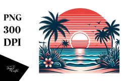 Retro Tropical Beach Sunset, 20 oz Tumbler Product Image 1
