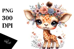 Adorned Baby Giraffe Painting PNG Product Image 1