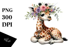 Adorned Baby Giraffe Painting PNG Product Image 1