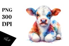 Colorful Baby Cow | Sublimation | Clipart Product Image 1