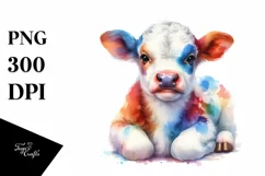 Colorful Baby Cow | Sublimation | Clipart Product Image 1