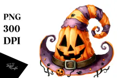 Funny Watercolor Halloween Hat |Sublimation |Clipart Product Image 1