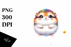 Colorful Smiling Baby Lemming Under Stars | Clipart Product Image 1