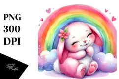 Colorful Cute Baby Bunny PNG Product Image 1