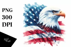 Watercolor Washed Patriotic Bald Eagle Clipart Product Image 3