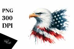 Watercolor Washed Patriotic Bald Eagle Clipart Product Image 3
