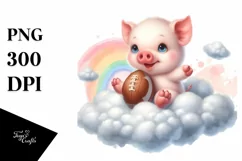 Cute Baby Pig Playing Football Sublimation Product Image 1