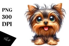 Crazy Funny Yorkshire Terrier Watercolor Clipart Product Image 1