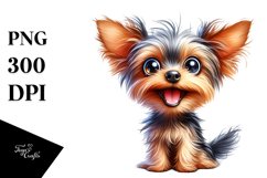 Crazy Funny Yorkshire Terrier Watercolor Clipart Product Image 3