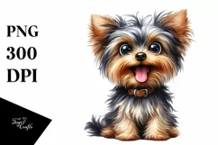 Crazy Funny Yorkshire Terrier Watercolor Clipart Product Image 3
