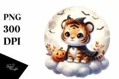 Cute Baby Tiger on Cloud PNG Product Image 1