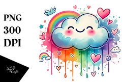 Colorful Cloud with Hearts, Creative PNG Product Image 1
