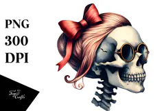 Skull with Hair Pinocchio Halloween PNG Product Image 1