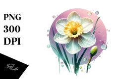 Glossy Watercolor Narcissus Clipart Product Image 1