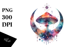 Colorful Magical Celestial Mushroom | Sublimation Clipart Product Image 1