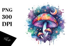 Colorful Magical Celestial Mushroom | Sublimation Clipart Product Image 1
