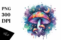 Colorful Watercolor Mushroom Splash | Clipart Product Image 3
